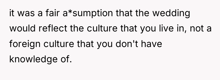 it was a fair a*sumption that the wedding would reflect...