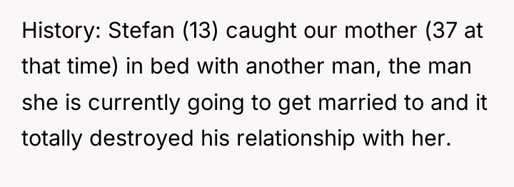 History: Stefan (13) caught our mother (37 at that time)...