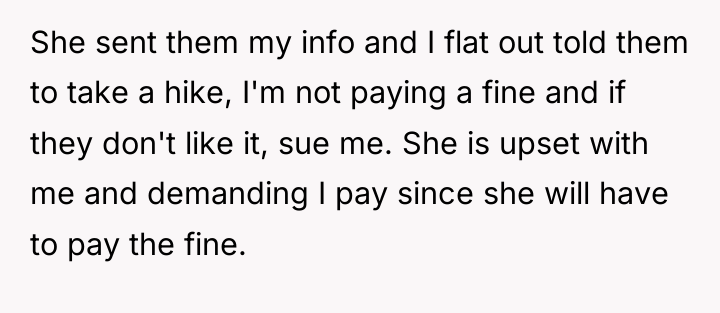 She sent them my info and I flat out told...