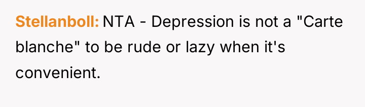 Stellanboll NTA - Depression is not a "Carte blanche" to...