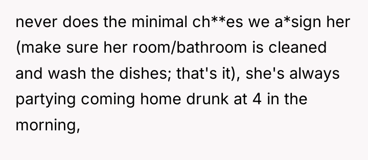 never does the minimal ch**es we a*sign her (make sure...