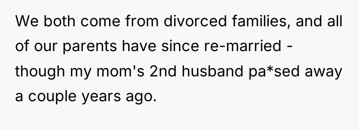 We both come from divorced families, and all of our...