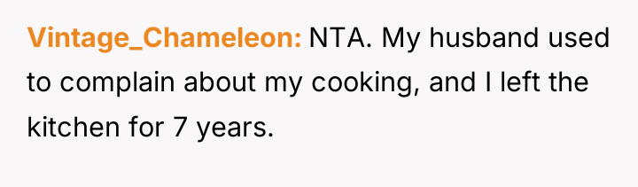 Vintage_Chameleon NTA. My husband used to complain about my cooking,...