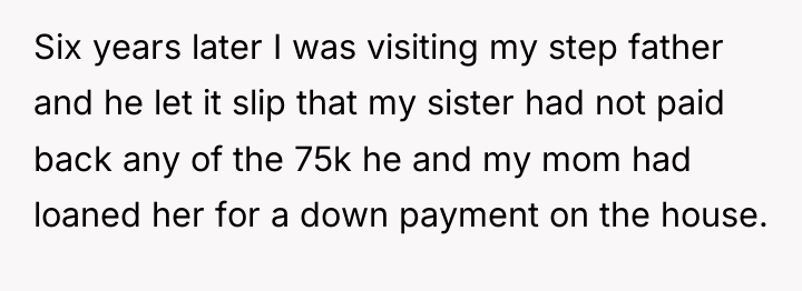 Six years later I was visiting my step father and...