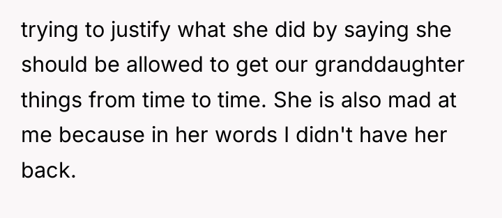 trying to justify what she did by saying she should...