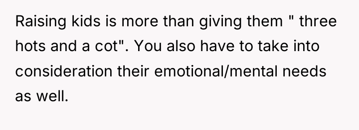 Raising kids is more than giving them " three hots...