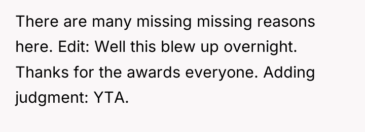 There are many missing missing reasons here. Edit: Well this...