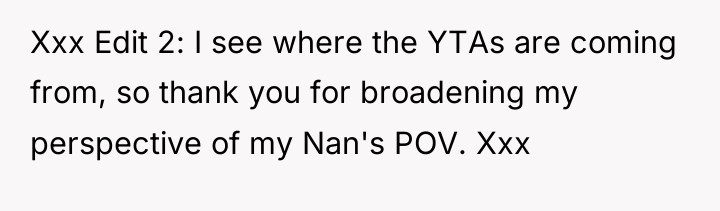 Xxx Edit 2: I see where the YTAs are coming...