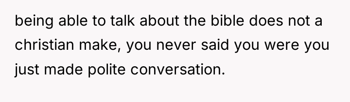 being able to talk about the bible does not a...
