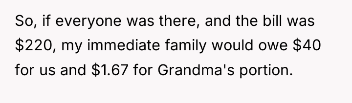 So, if everyone was there, and the bill was $220,...