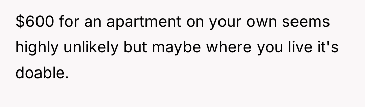 $600 for an apartment on your own seems highly unlikely...