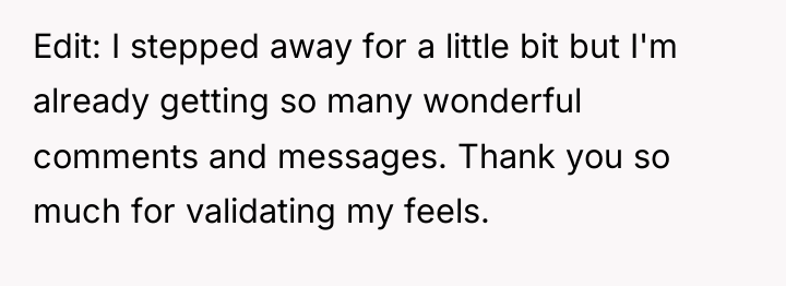 Edit: I stepped away for a little bit but I'm...