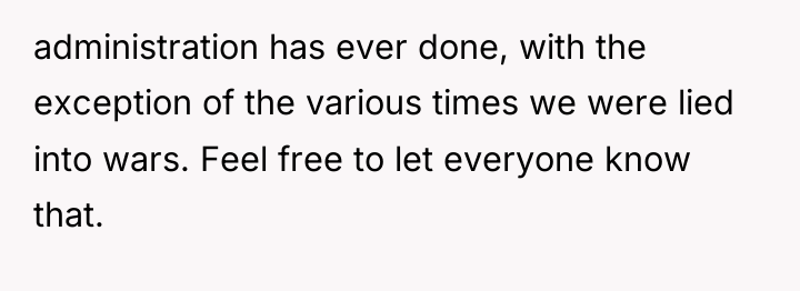 administration has ever done, with the exception of the various...