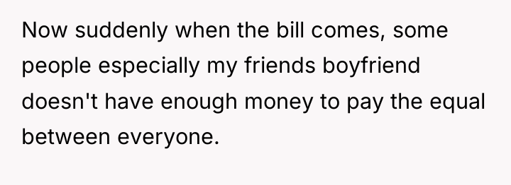 Now suddenly when the bill comes, some people especially my...
