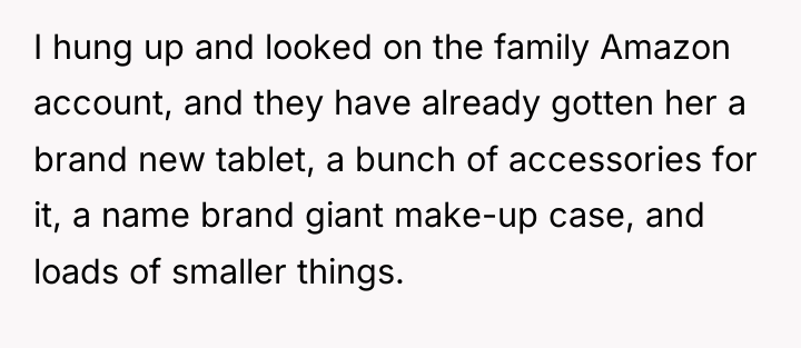 I hung up and looked on the family Amazon account,...