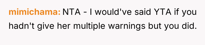 mimichama NTA - I would've said YTA if you hadn't...