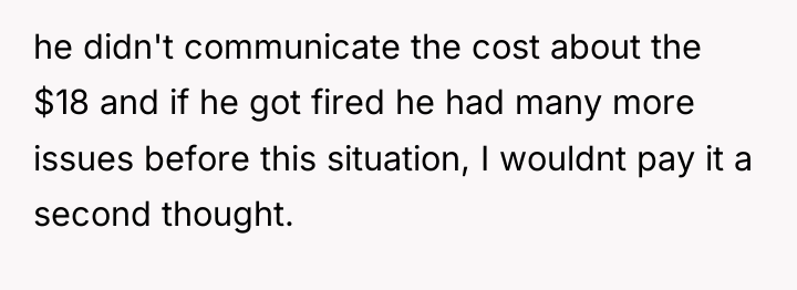 he didn't communicate the cost about the $18 and if...
