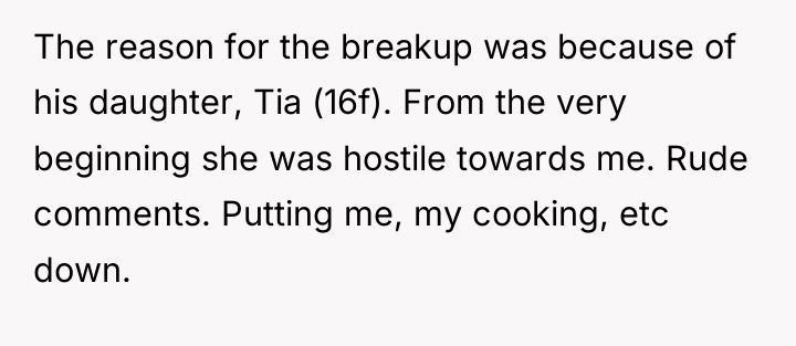 The reason for the breakup was because of his daughter,...