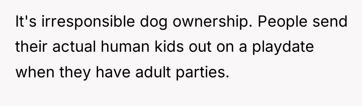 It's irresponsible dog ownership. People send their actual human kids...