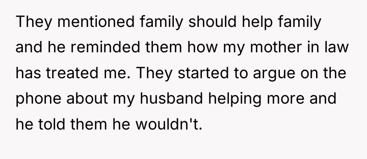 They mentioned family should help family and he reminded them...