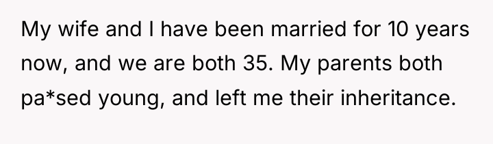 My wife and I have been married for 10 years...