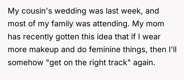 My cousin's wedding was last week, and most of my...