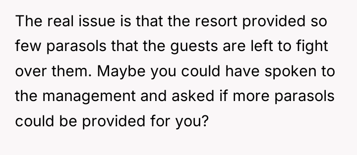 The real issue is that the resort provided so few...