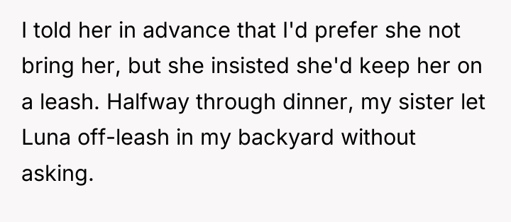 I told her in advance that I'd prefer she not...