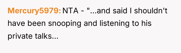 Mercury5979 NTA - "...and said I shouldn't have been snooping...