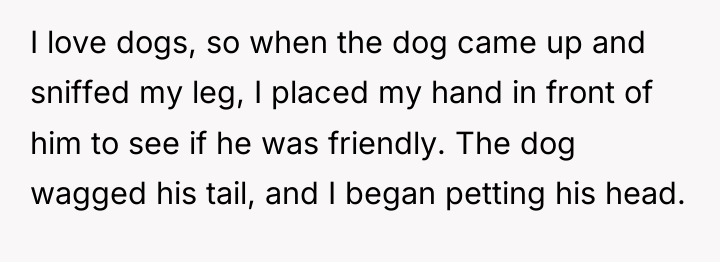 I love dogs, so when the dog came up and...