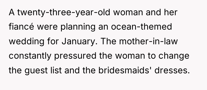 A twenty-three-year-old woman and her fiancé were planning an ocean-themed...