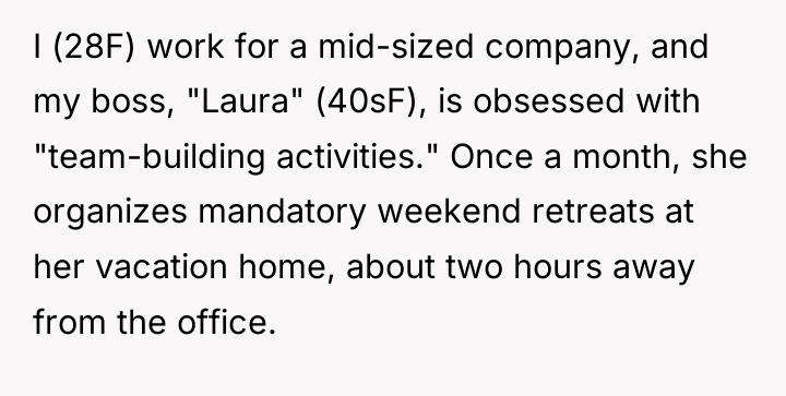 I (28F) work for a mid-sized company, and my boss,...