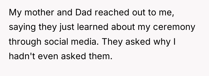 My mother and Dad reached out to me, saying they...