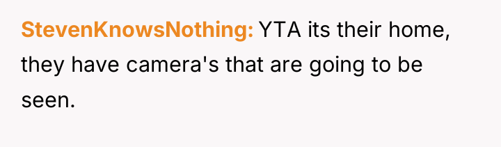 StevenKnowsNothing YTA its their home, they have camera's that are...