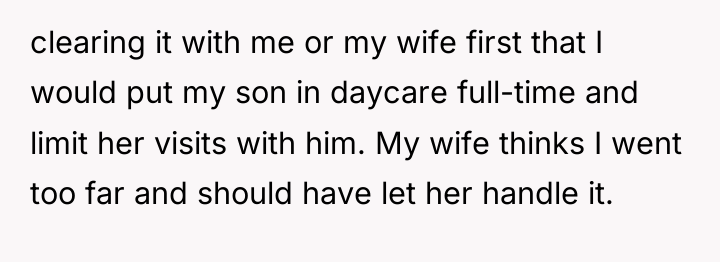 clearing it with me or my wife first that I...