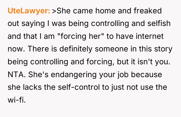 UteLawyer >She came home and freaked out saying I was...