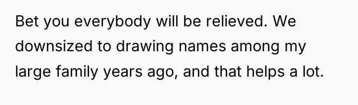 Bet you everybody will be relieved. We downsized to drawing...