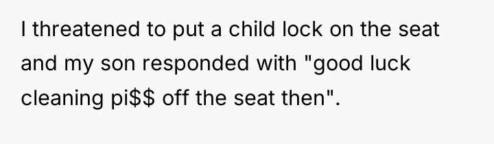 I threatened to put a child lock on the seat...