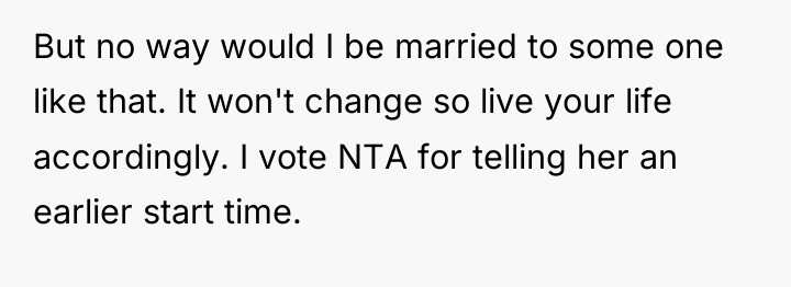 But no way would I be married to some one...