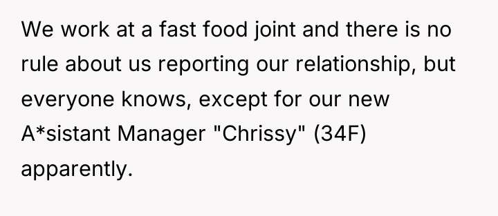 We work at a fast food joint and there is...
