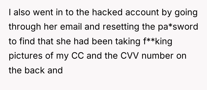 I also went in to the hacked account by going...