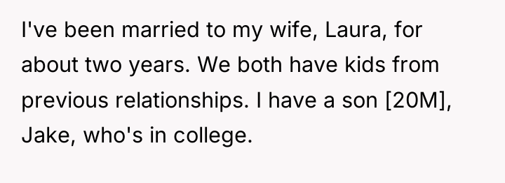 I've been married to my wife, Laura, for about two...
