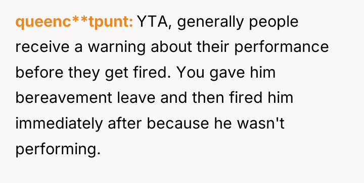 queenc**tpunt YTA, generally people receive a warning about their performance...