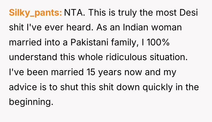 Silky_pants NTA. This is truly the most Desi shit I've...