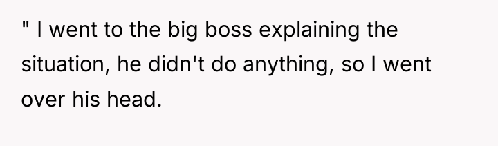 " I went to the big boss explaining the situation,...