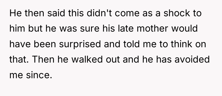 He then said this didn't come as a shock to...