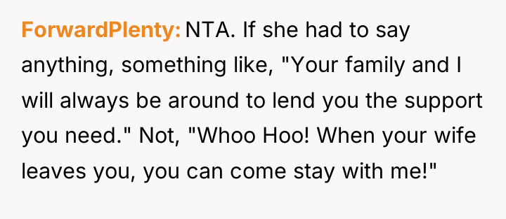 ForwardPlenty NTA. If she had to say anything, something like,...