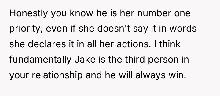 Honestly you know he is her number one priority, even...