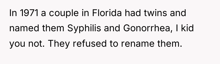 In 1971 a couple in Florida had twins and named...