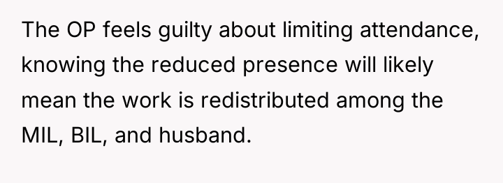 The OP feels guilty about limiting attendance, knowing the reduced...